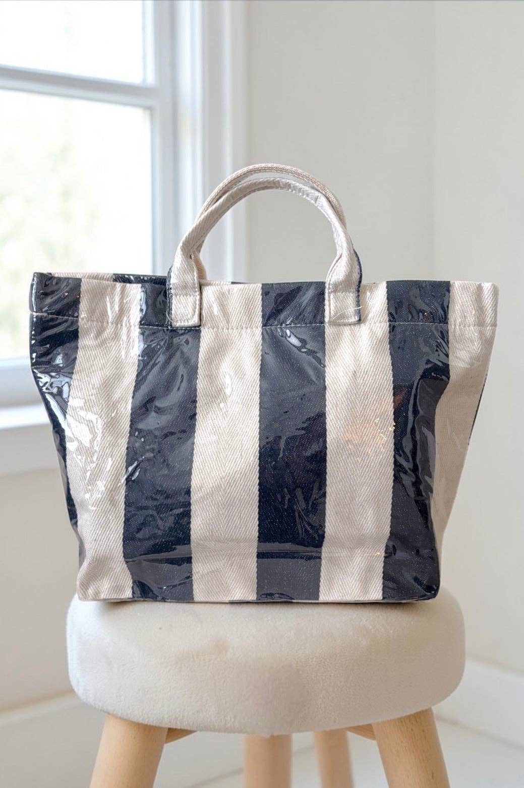 Nash Grey - Navy and Beige Striped TOTE BAG