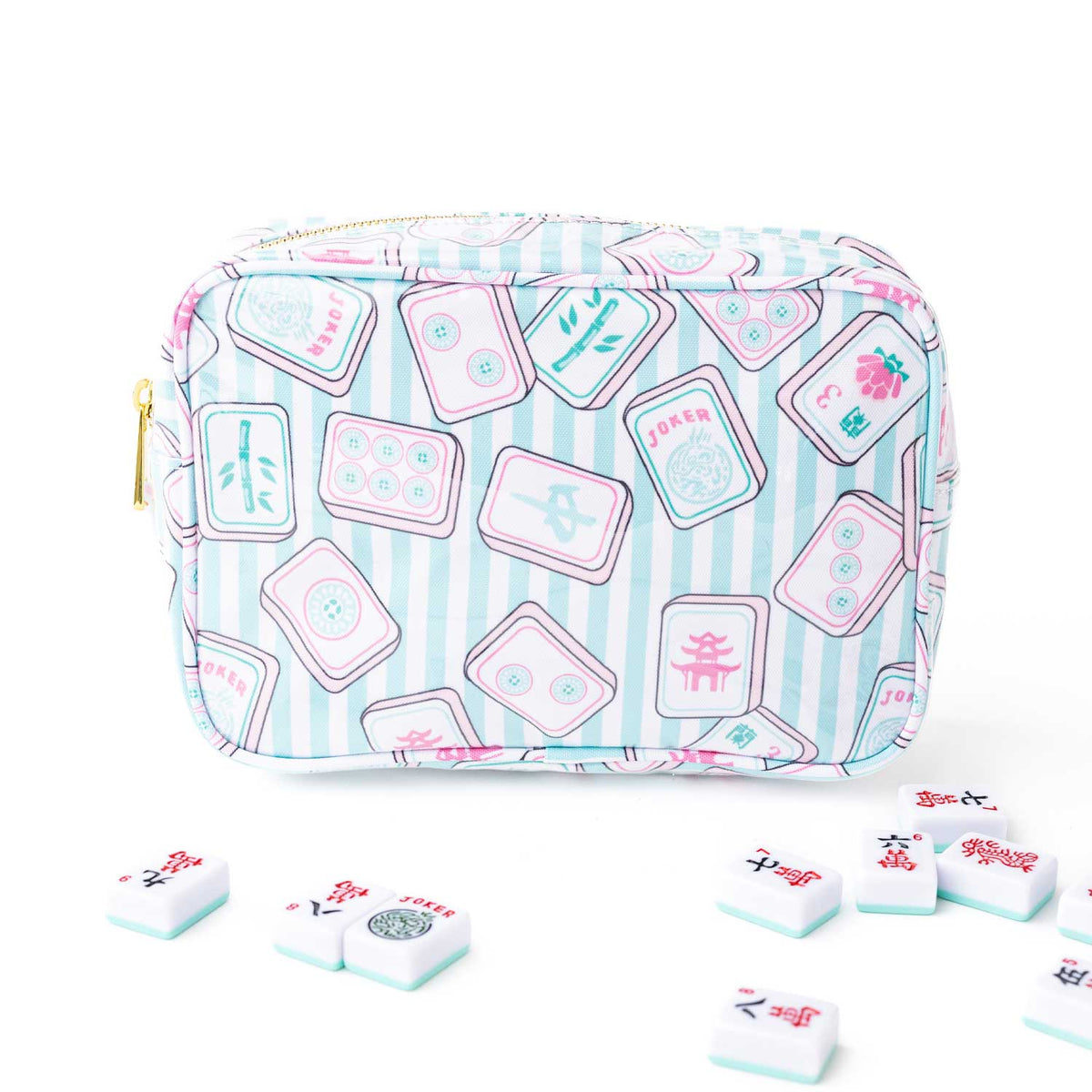 Mahjong Stripe Clear Coated Rectangular Cosmetic Case