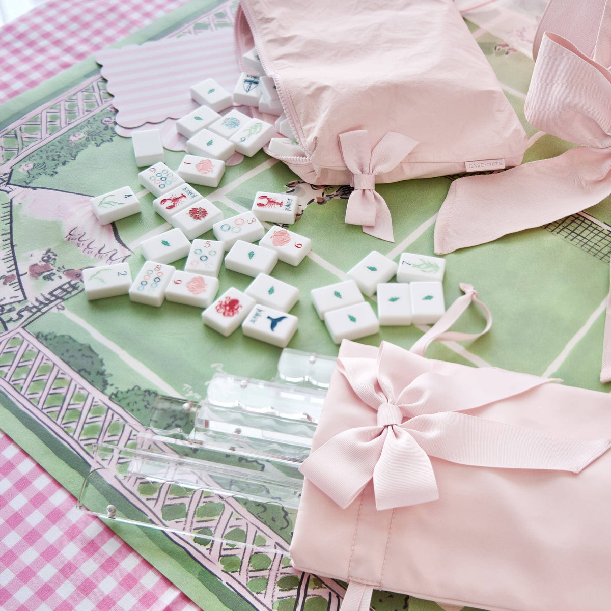 Case-Mate Mahjong Jelly Tote Set: Ballet Pink Bow