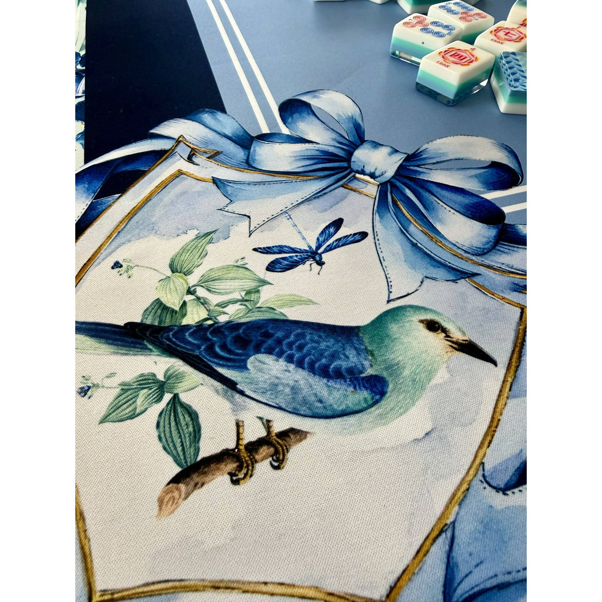 TAYLOR GRAY - Mahjong Mat Blue Bam Bird