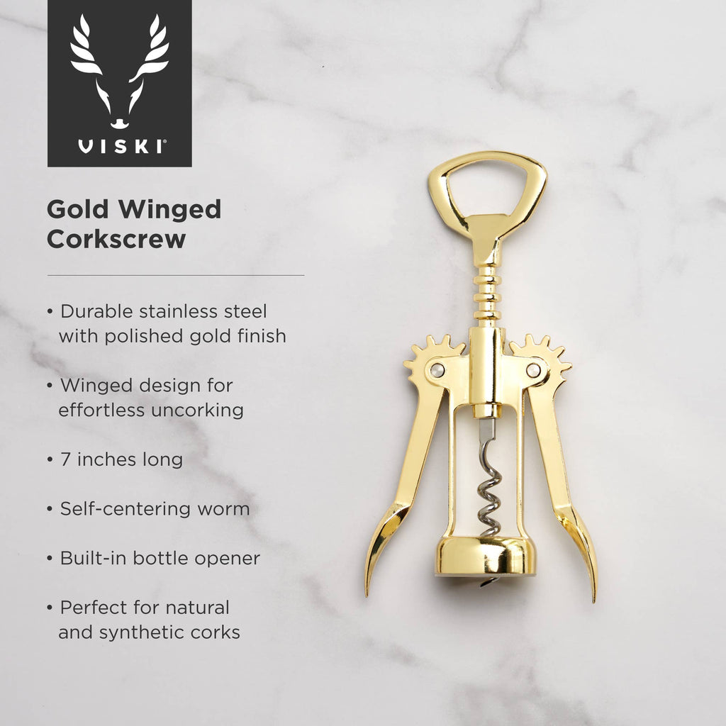 Belmont™ Gold-Plated Winged Corkscrew & Bottle Opener