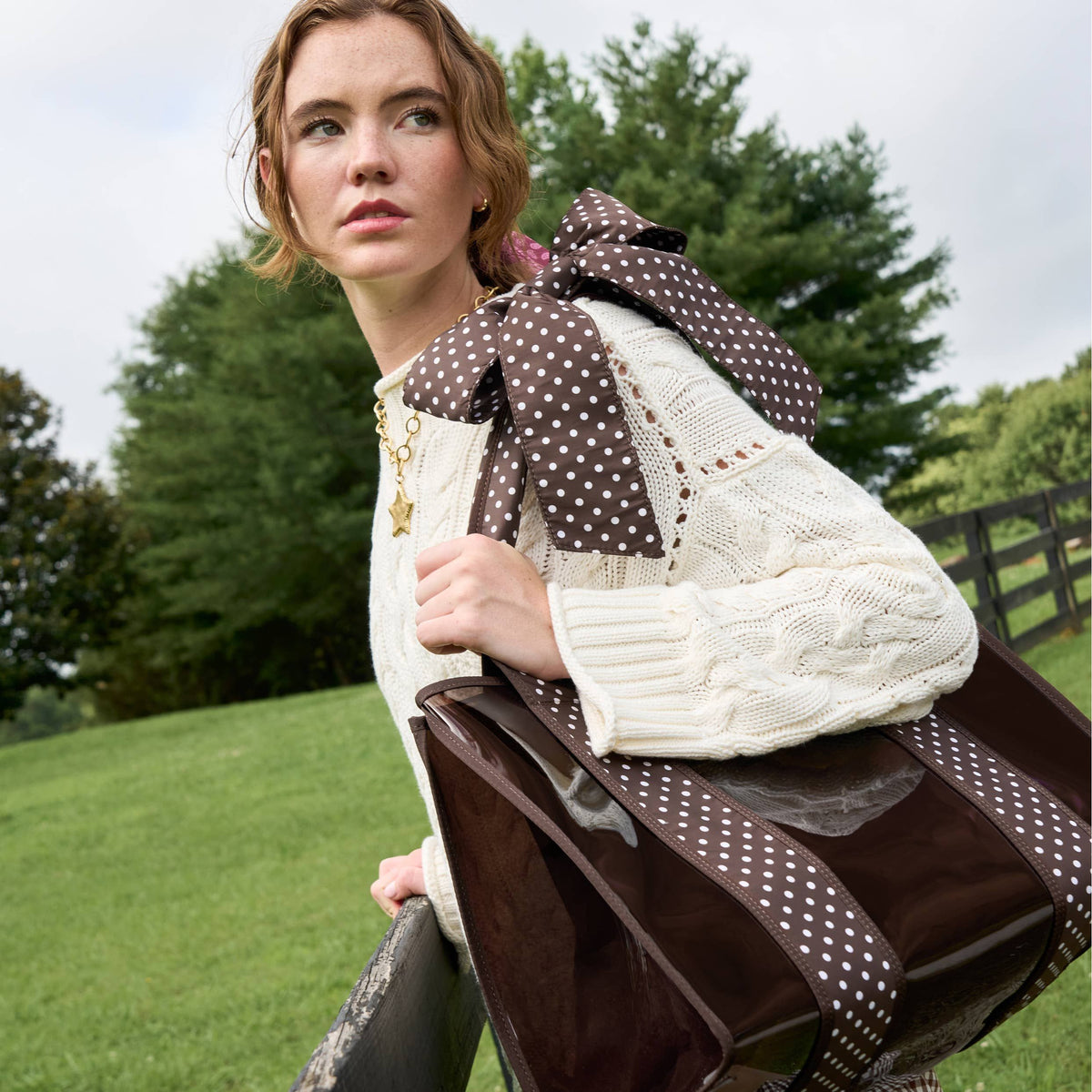 Espresso Polka Dot Bow Jelly Tote Bag - Case-Mate