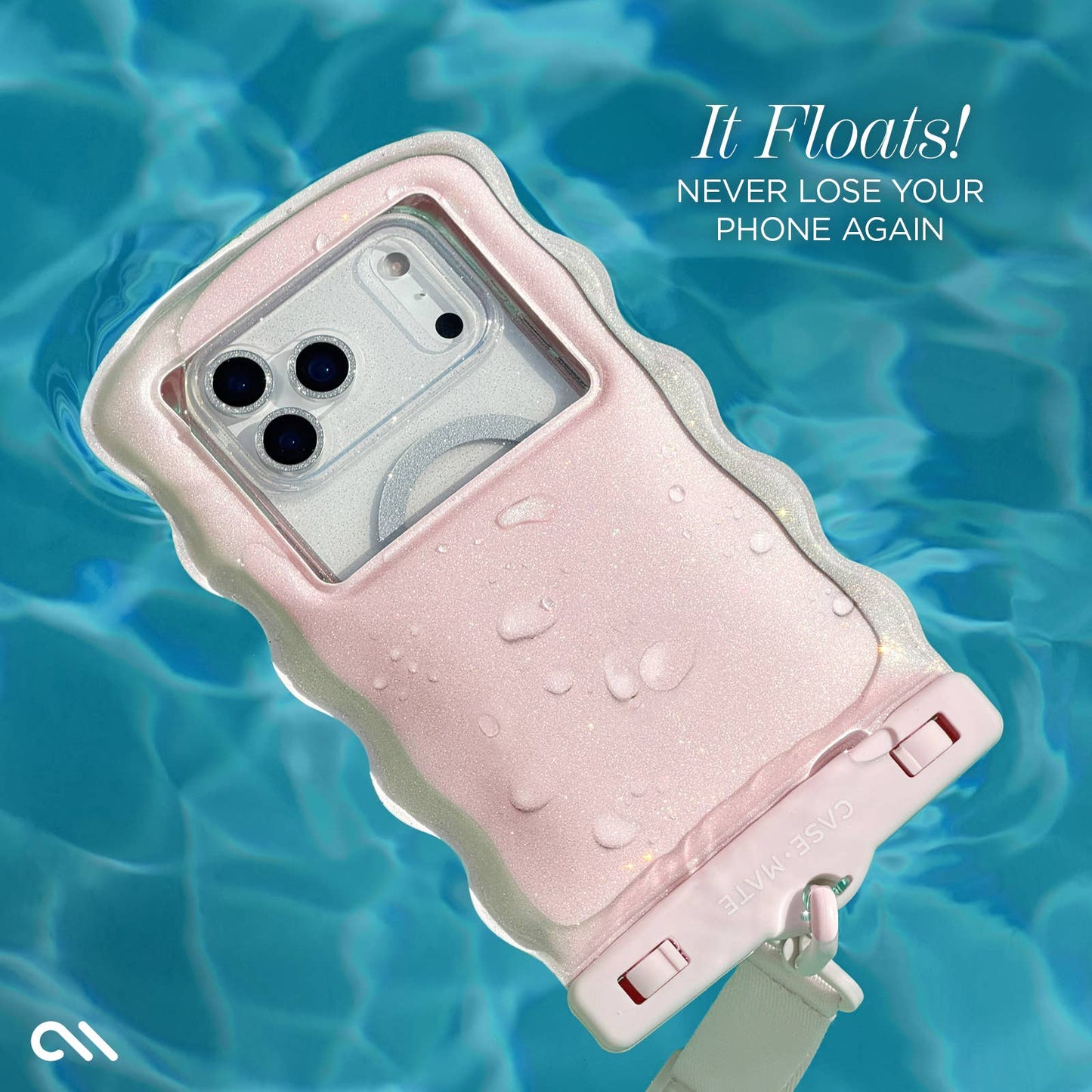 Case-Mate - Case-Mate Wavy Waterproof Floating Phone Pouch: Ballet Pink Twinkle