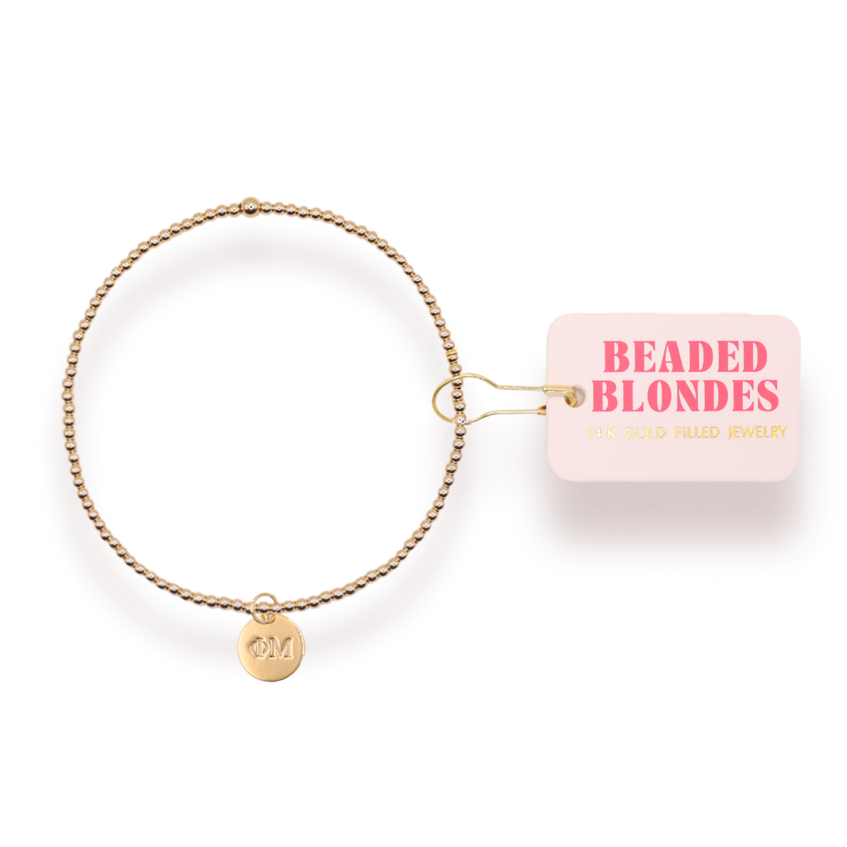 Beaded Blondes - Phi Mu Charm Bracelet: Standard 6.75 inch