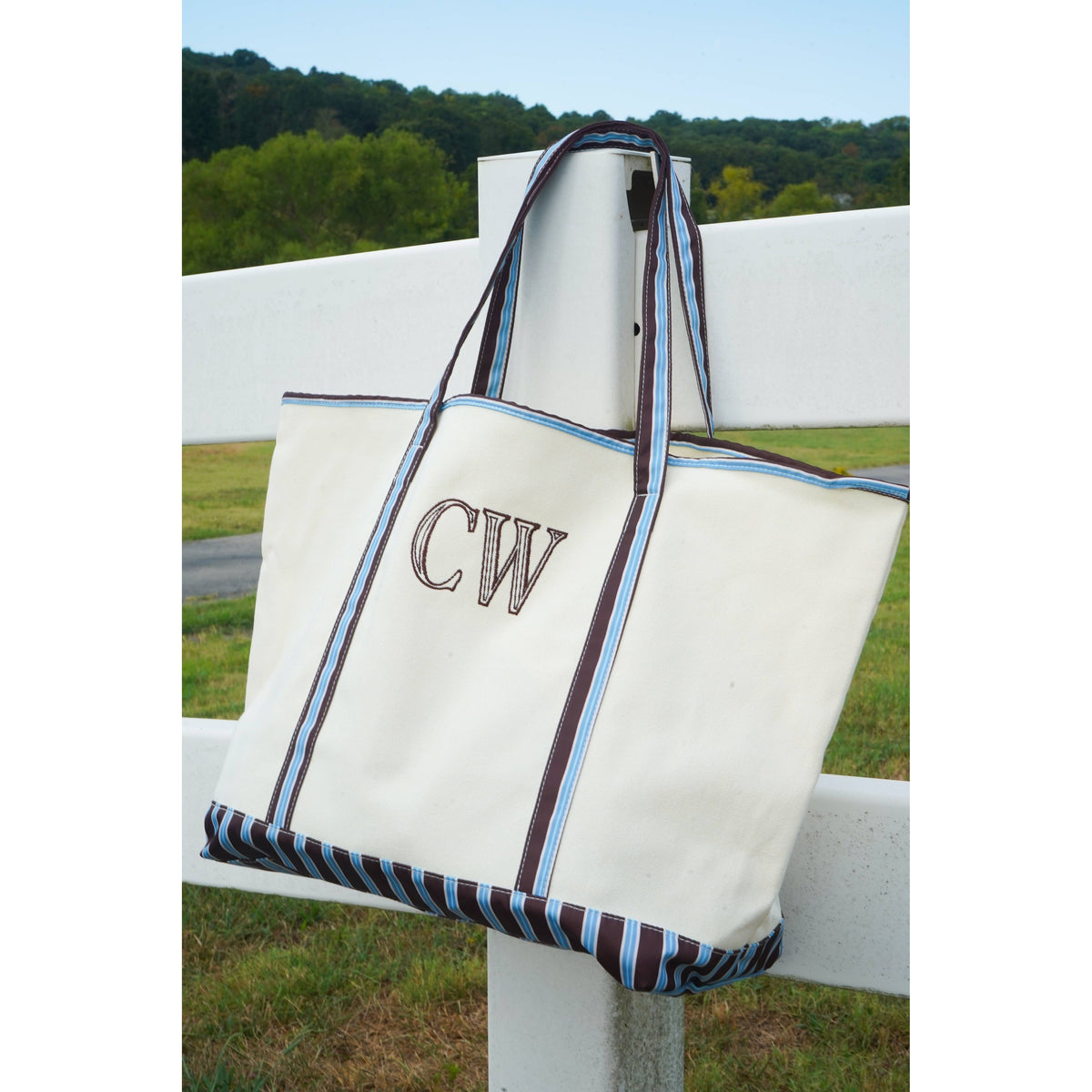 Standard Canvas Tote - Fall Collection | Customizable: Chocolate Stripes - KENZKUSTOMZ