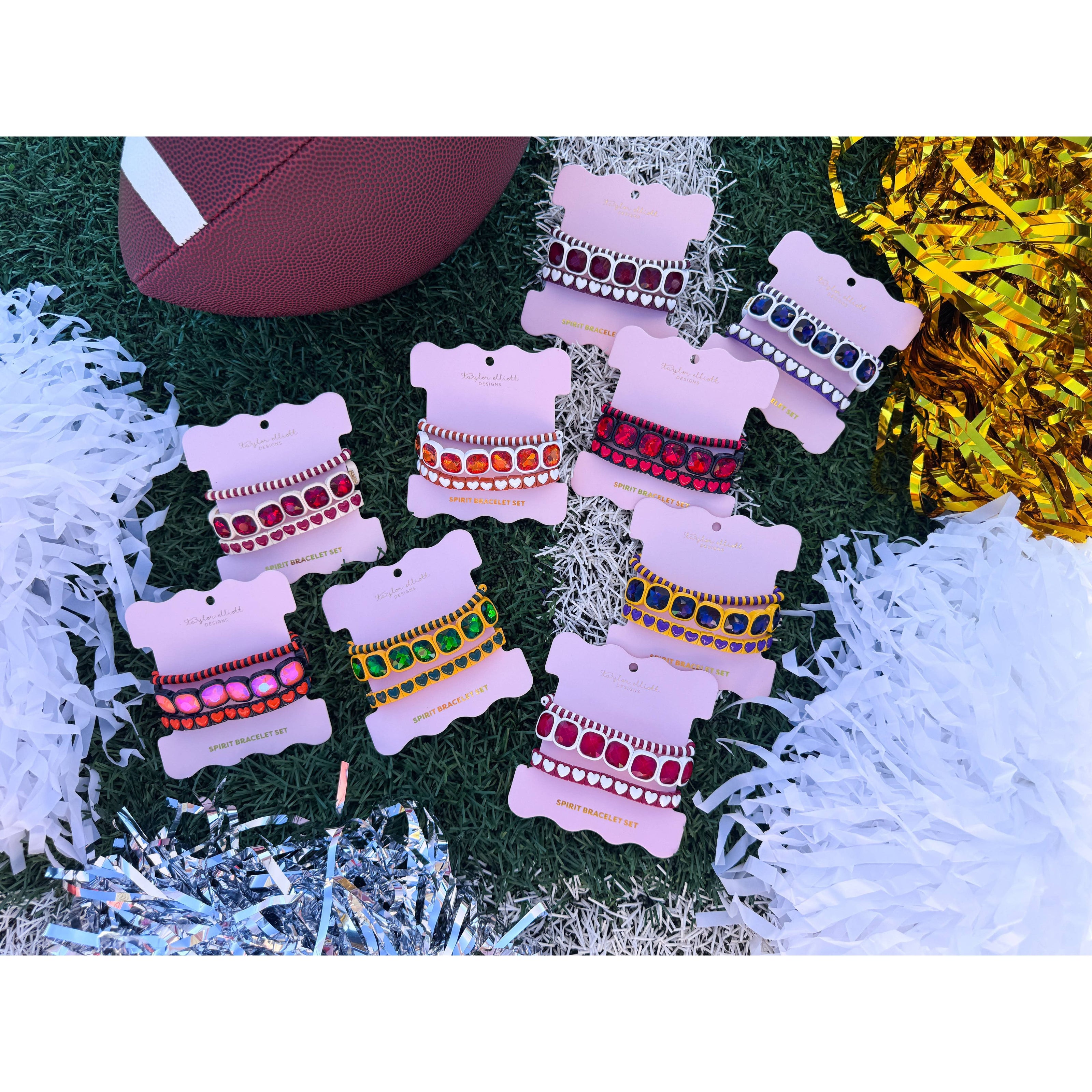 Enamel Stretch Bracelets - Team Spirit -Set of 3-Asst Colors: Purple + White