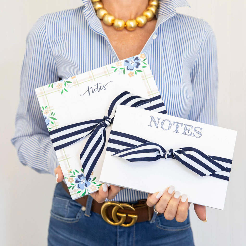 Navy Basketweave "NOTES" Slab Notepad