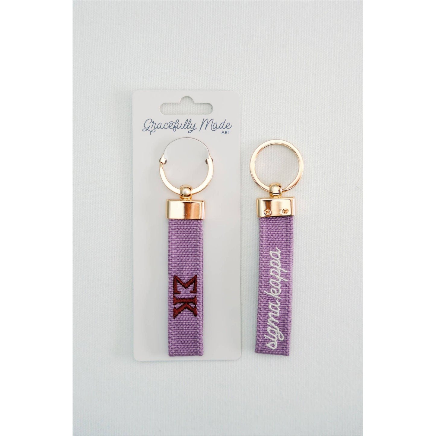 Gracefully Made Art - Sigma Kappa Embroidered Keychain, Sorority