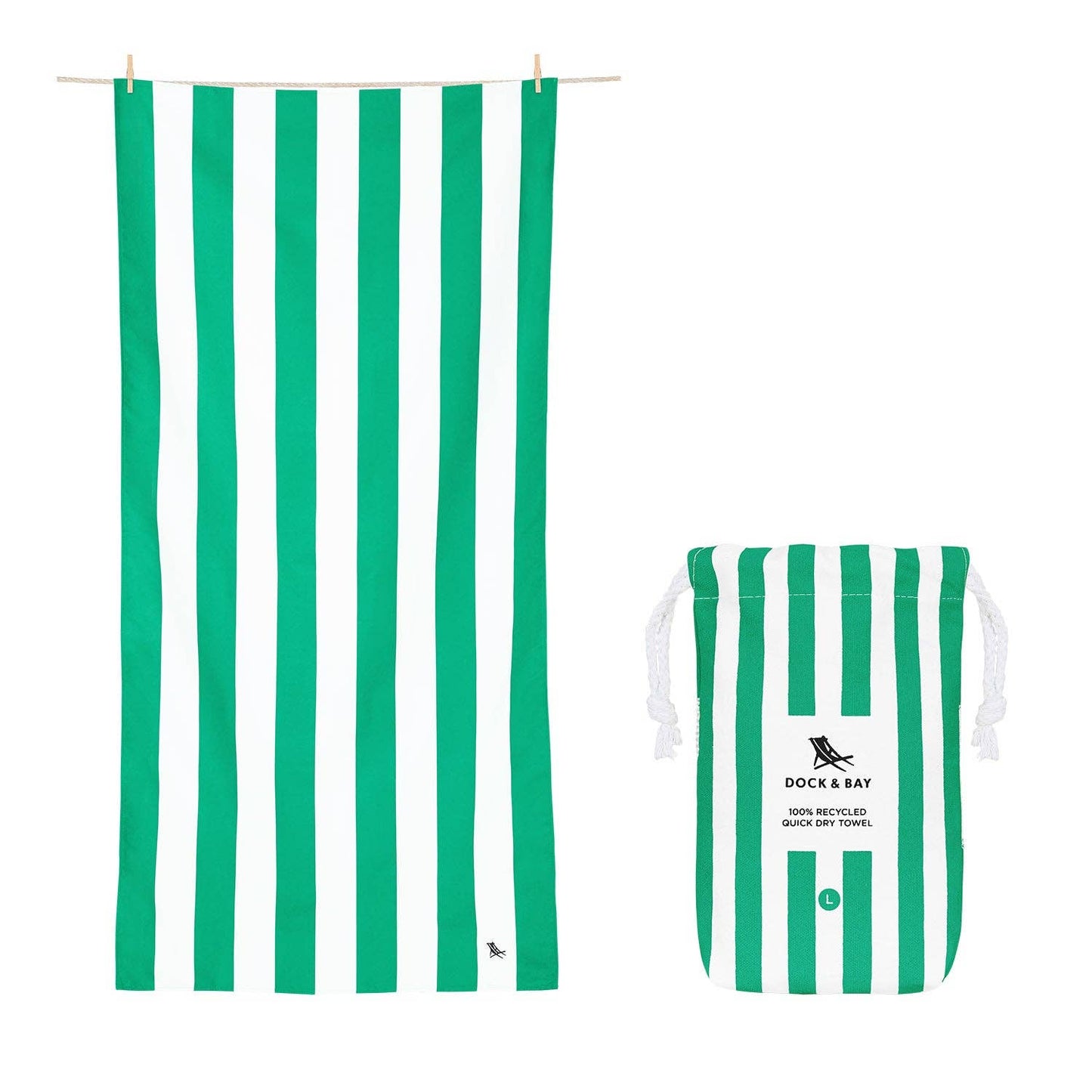 Dock & Bay USA  Quick Dry Towels - Cabana - Cancun Green: Large (63x35")