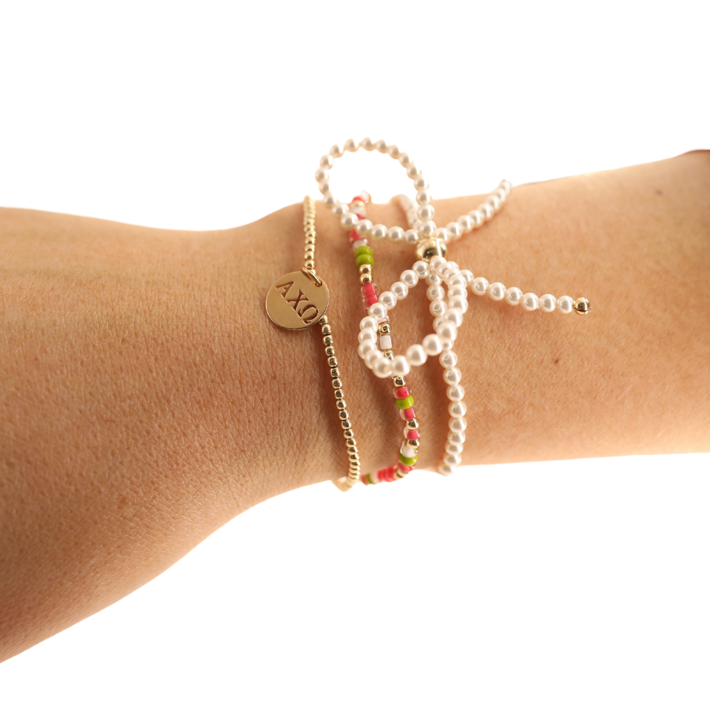 Beaded Blondes - Alpha Chi Omega Charm Bracelet: Standard 6.75 inch