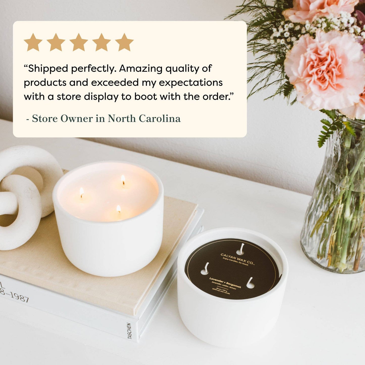 Calyan Wax Co. - Oakmoss + Amber - 3 Wick Ceramic Soy Candle