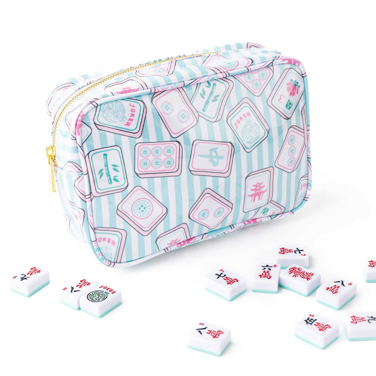 Mahjong Stripe Clear Coated Rectangular Cosmetic Case