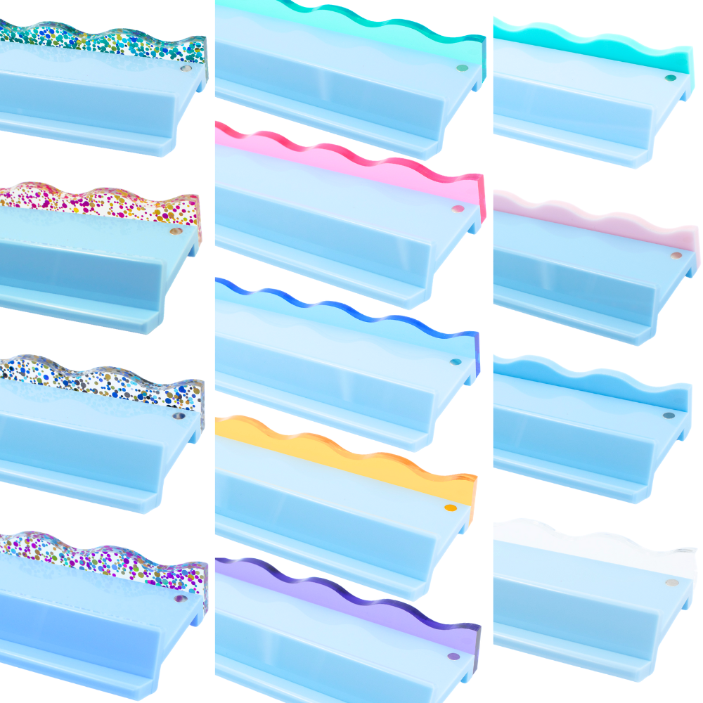 My Fair Mahjong - MAHJONG RACK PUSHERS - MAGNETIC  |  Premium Acrylic  |  Set of 4: Confetti-Wavy-Green