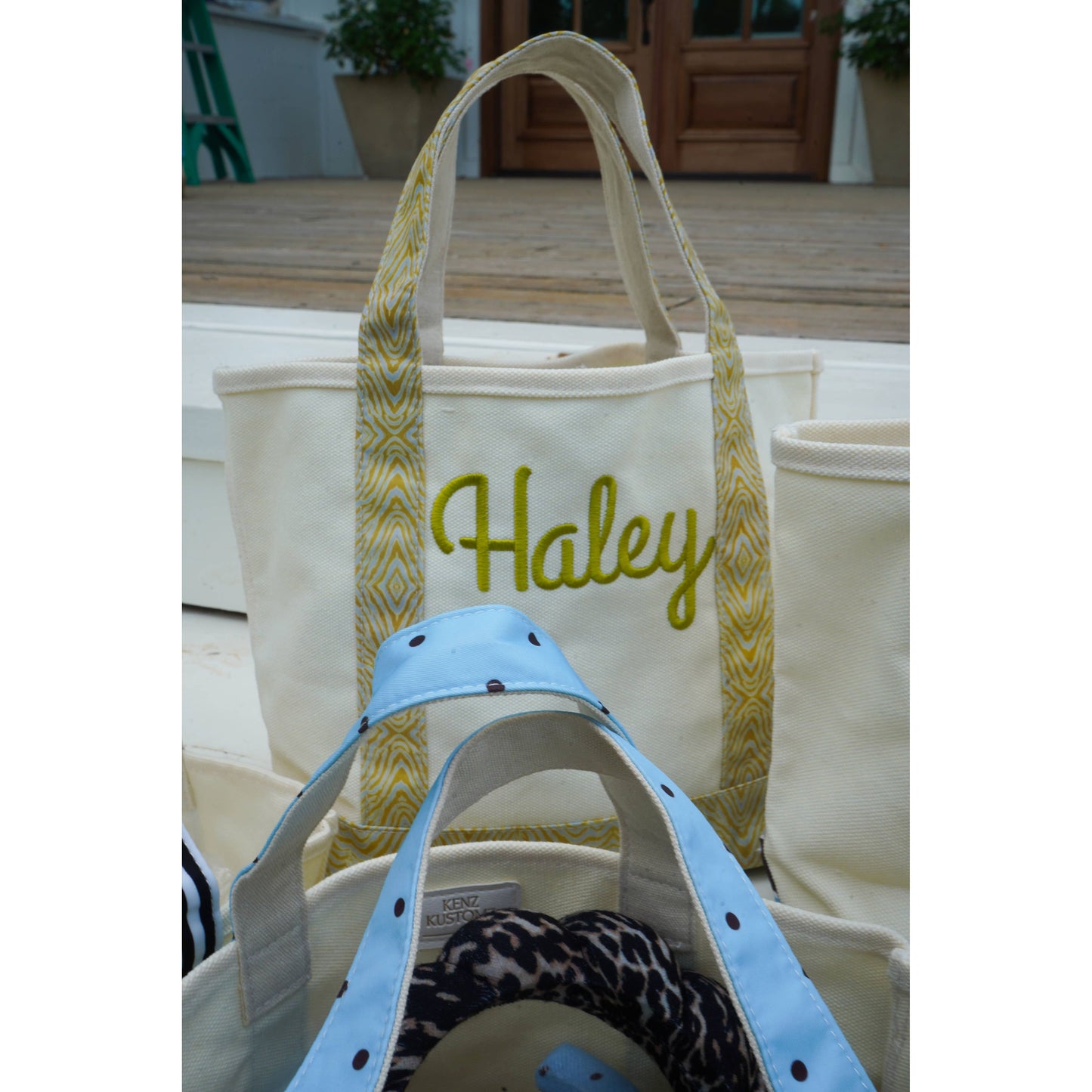 Mini Canvas Tote - Fall Collection: Chartreuse Zebra - KENZKUSTOMZ