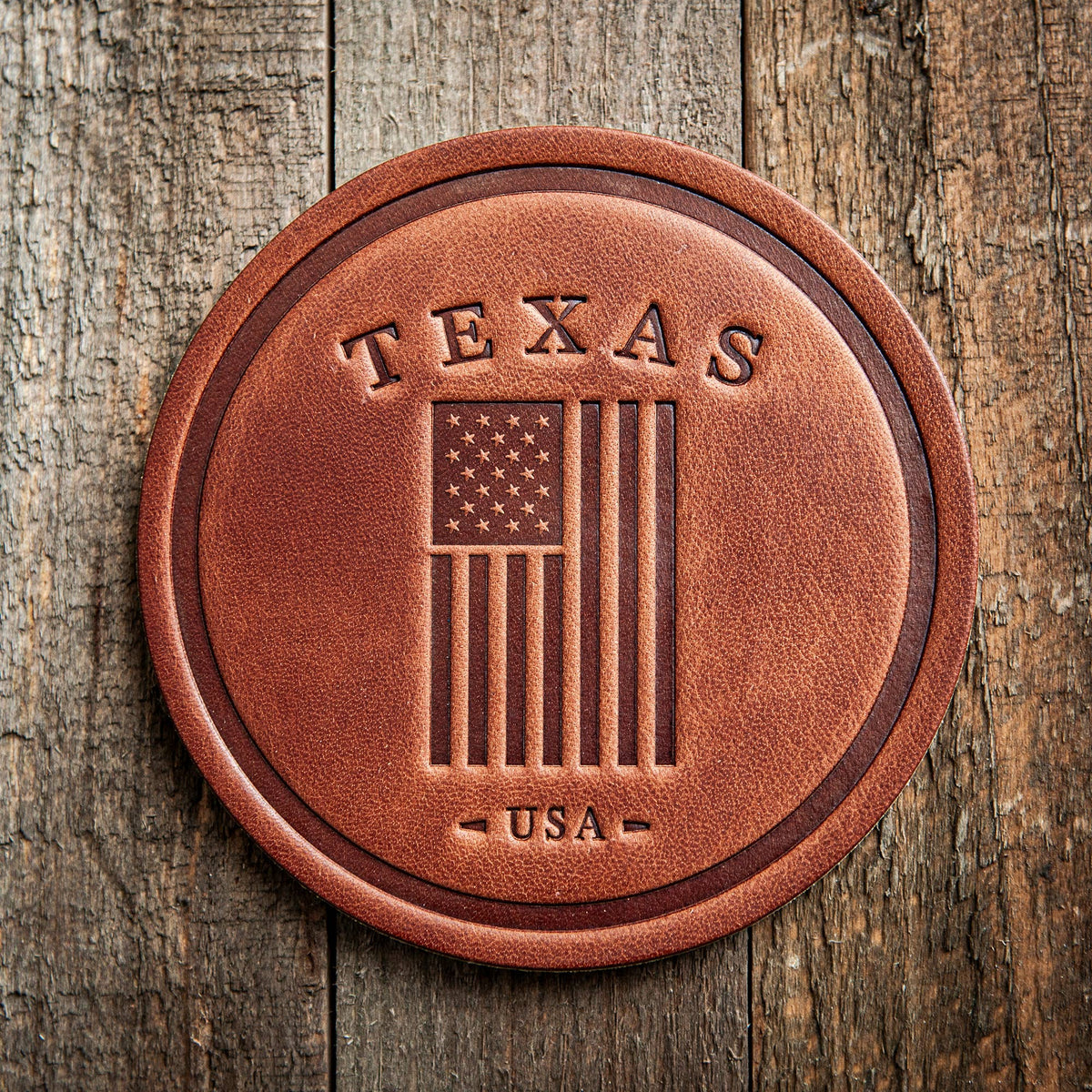 Texas American Flag Leather Coaster