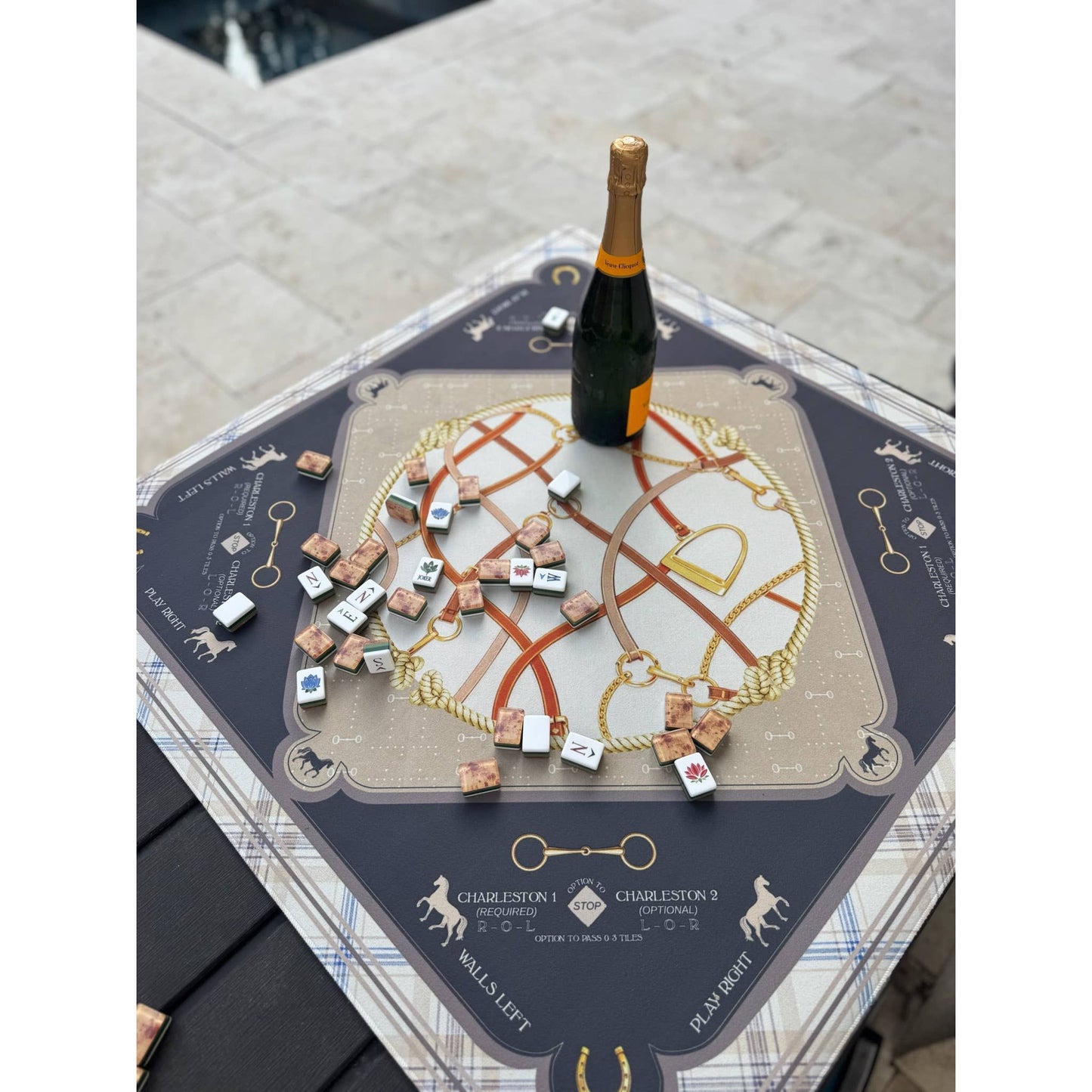 Anders Ruff Design Co. - Saddles & Silk Mahjong Mat | The Equestrian Collection: 33" x 33"