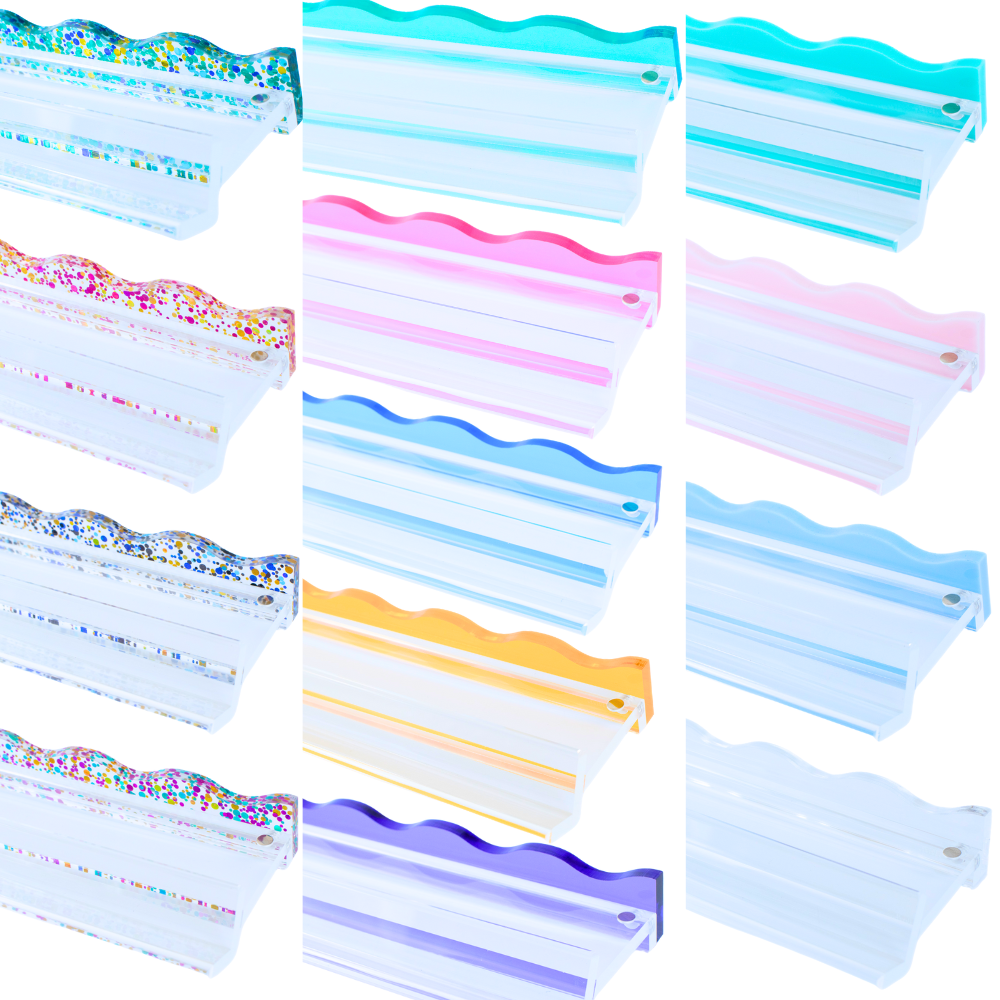 My Fair Mahjong - MAHJONG RACK PUSHERS - MAGNETIC  |  Premium Acrylic  |  Set of 4: Confetti-Wavy-Pink