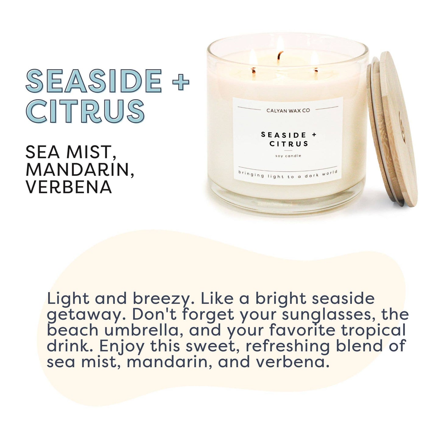 Calyan Wax Co. - Seaside + Citrus - 3 Wick Clear Glass Tumbler Soy Candle