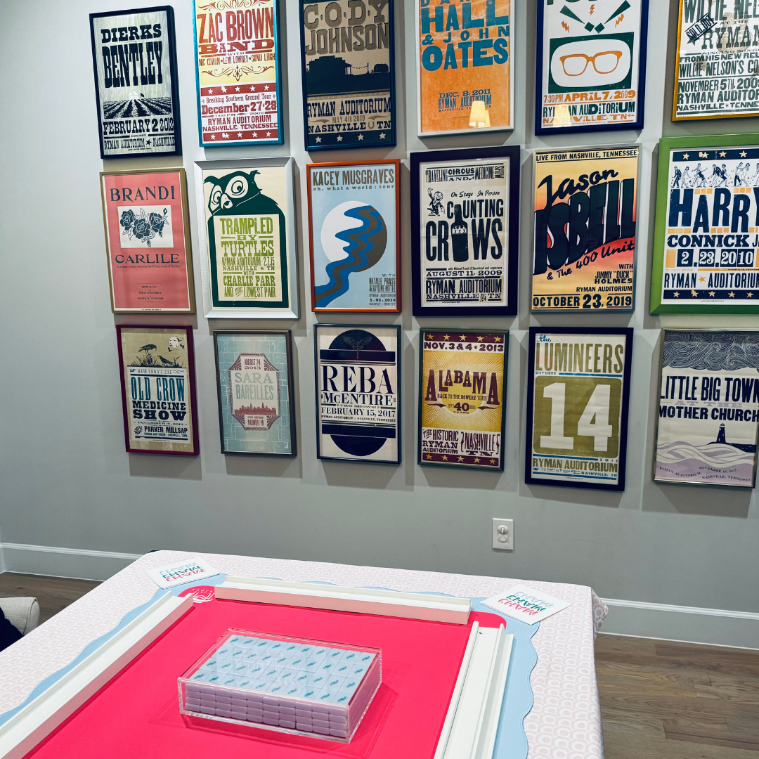 My Fair Mahjong - Blue Center- Green Scallop Mahjong Mat