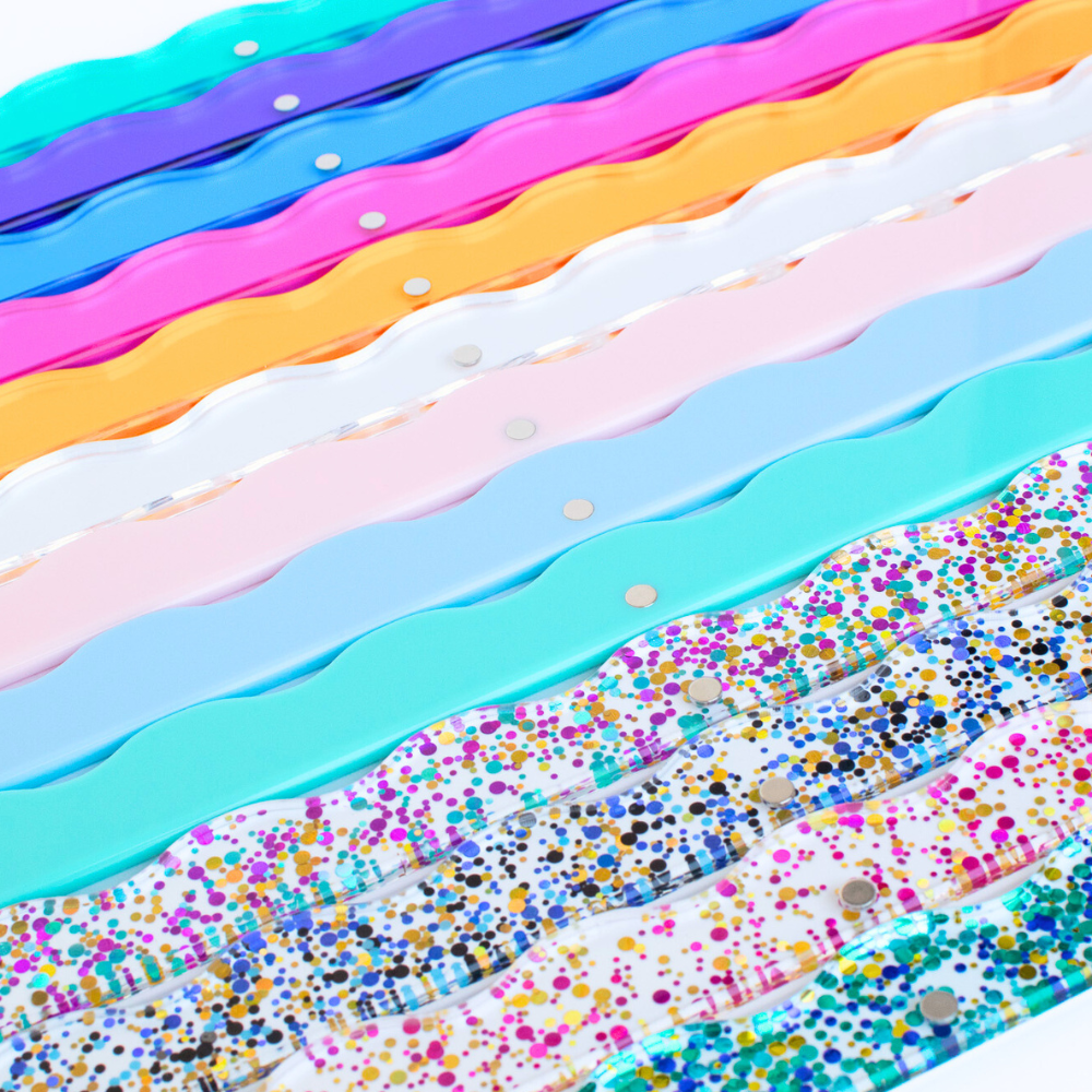 My Fair Mahjong - MAHJONG RACK PUSHERS - MAGNETIC  |  Premium Acrylic  |  Set of 4: Confetti-Wavy-Pink