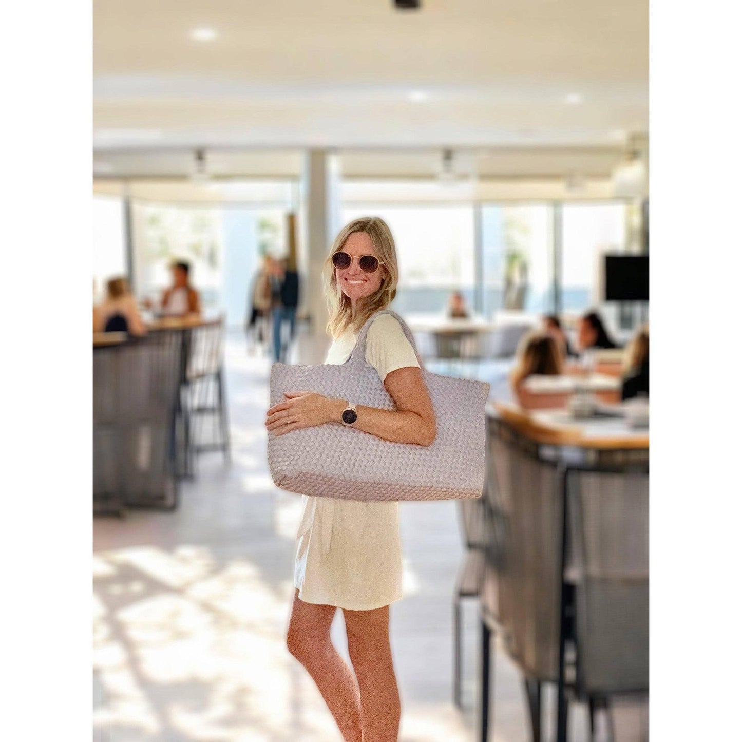 Peace Love Mahjong - Woven Mahjong Carryall : Aqua