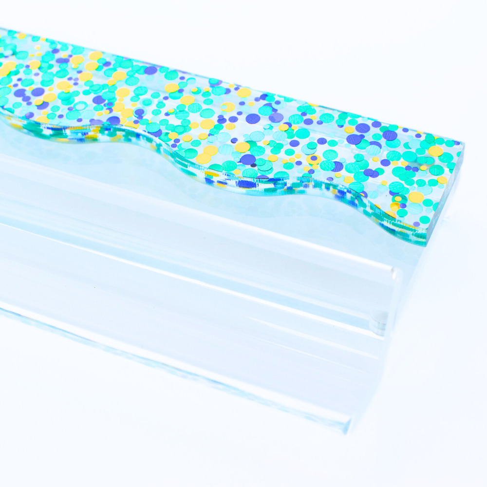 My Fair Mahjong - MAHJONG RACK PUSHER ADD ON-MAGNETIC | Premium Acrylic Set(4): Transparent-Wavy-Green