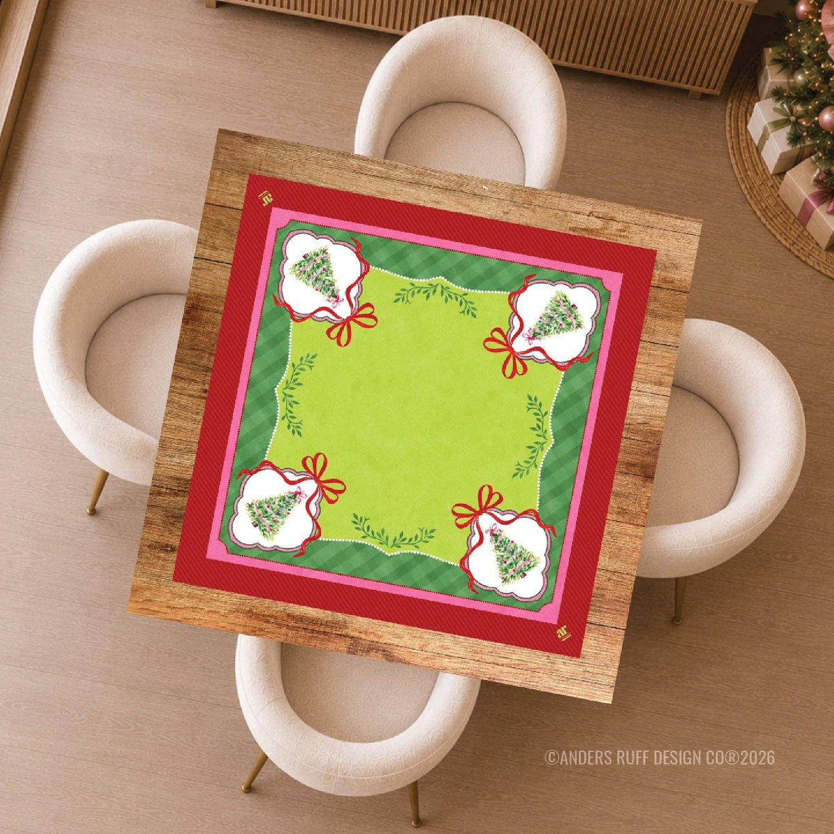 Anders Ruff Design Co. - Watercolor Christmas Tree Mahjong Mat