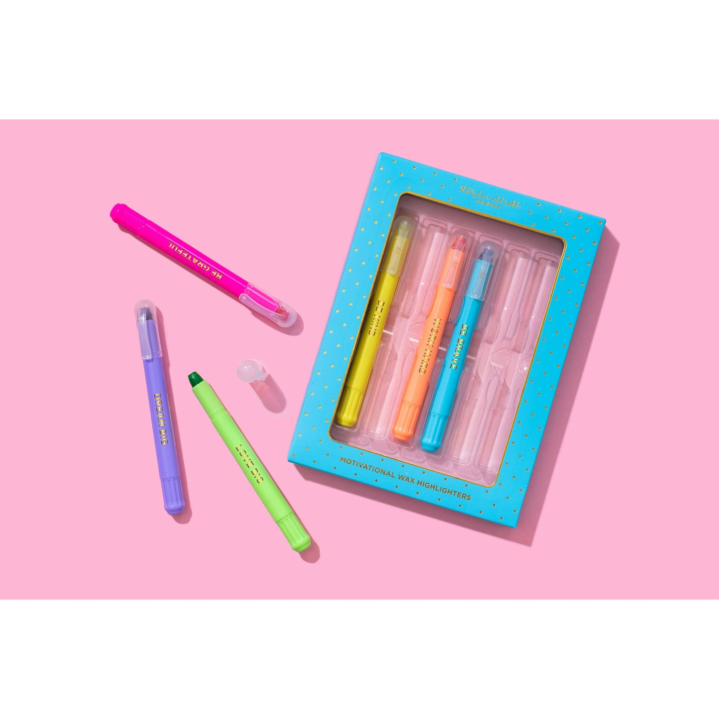 Taylor Elliott Designs - Wax Highlighter Set - Motivational - Asst Clrs - 6 Piece Set