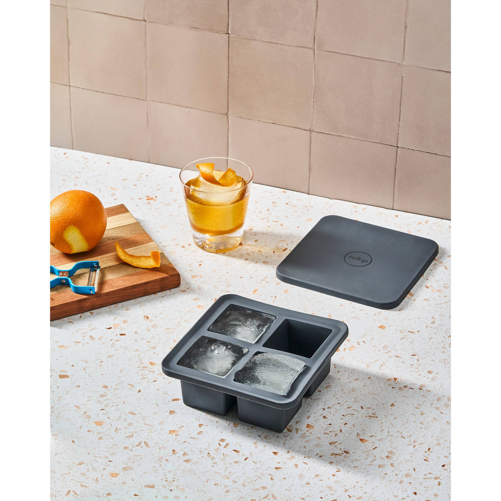 Extra Large XL Cocktail Cube Silicone Ice Tray: Charcoal