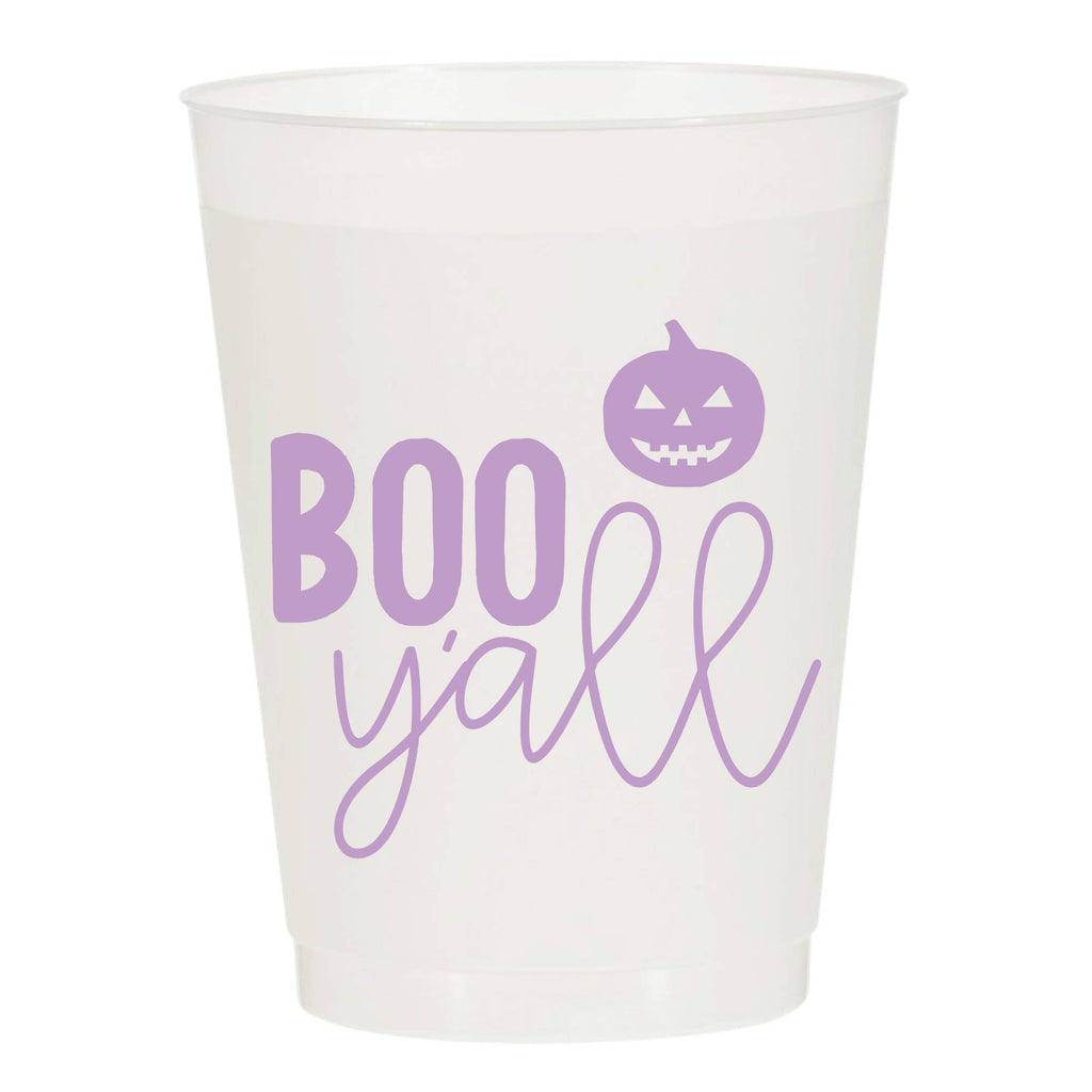 Boo Y'all Pumpkin Halloween Frosted Cups - Halloween: Pack of 6