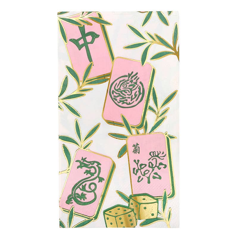 Mahj Ceramic Guest Napkin Tray + Napkins - Tiles: 13"L x 7"W