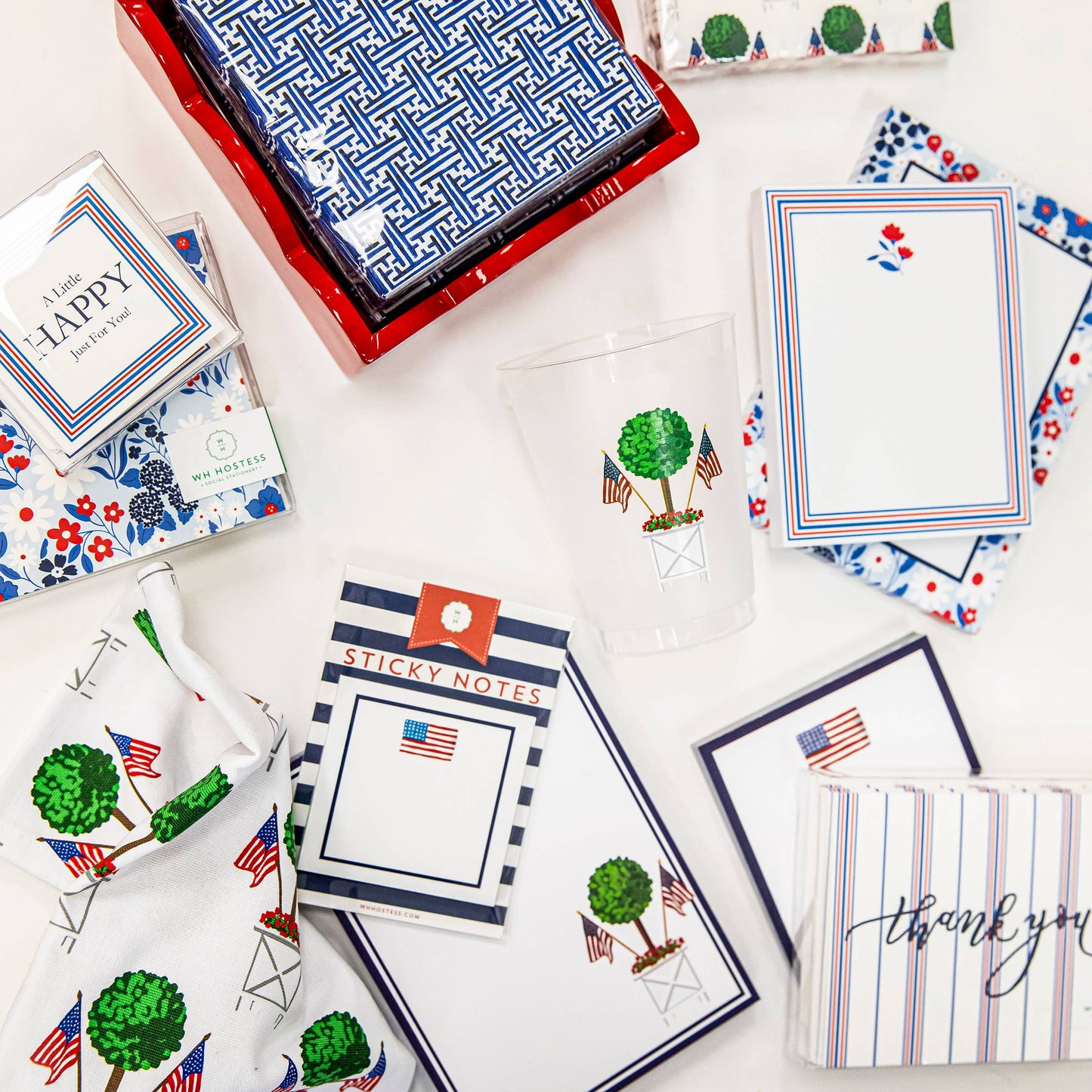 WH Hostess Social Stationery - American Flag Single Sticky Notes