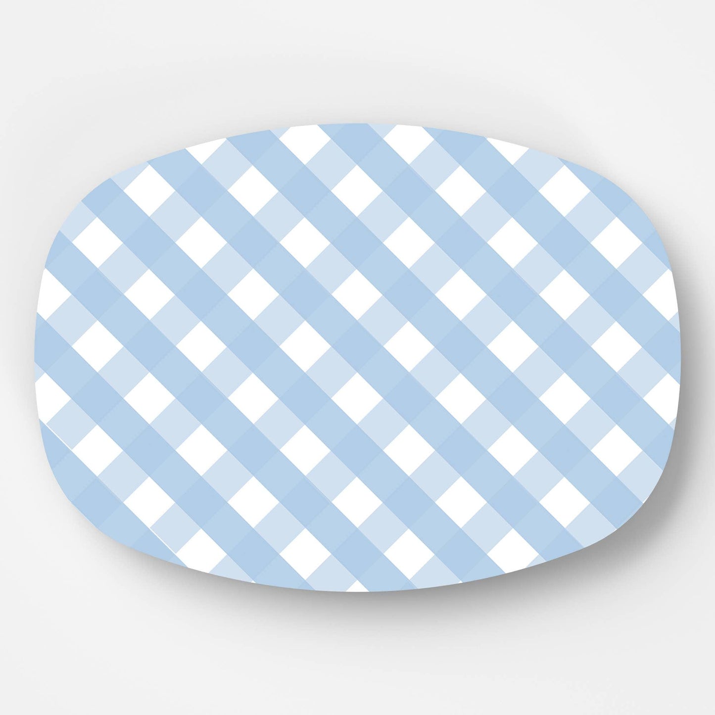 Lt. Blue Gingham Check Serving Platters
