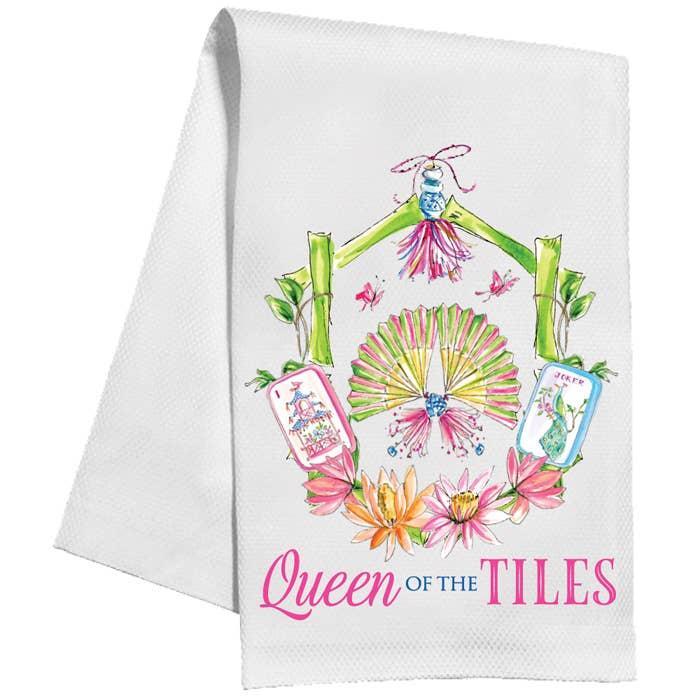 RosanneBeck Collections - Queen Of The Tiles Mahjong Crest Bamboo Kitchen Towel