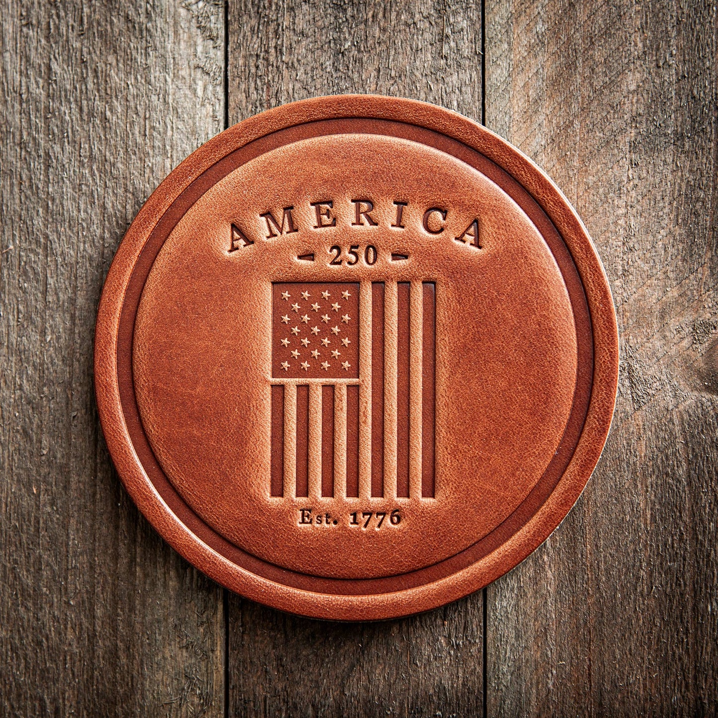 Sugarhouse Leather - America 250th Anniversary Flag Leather Coaster