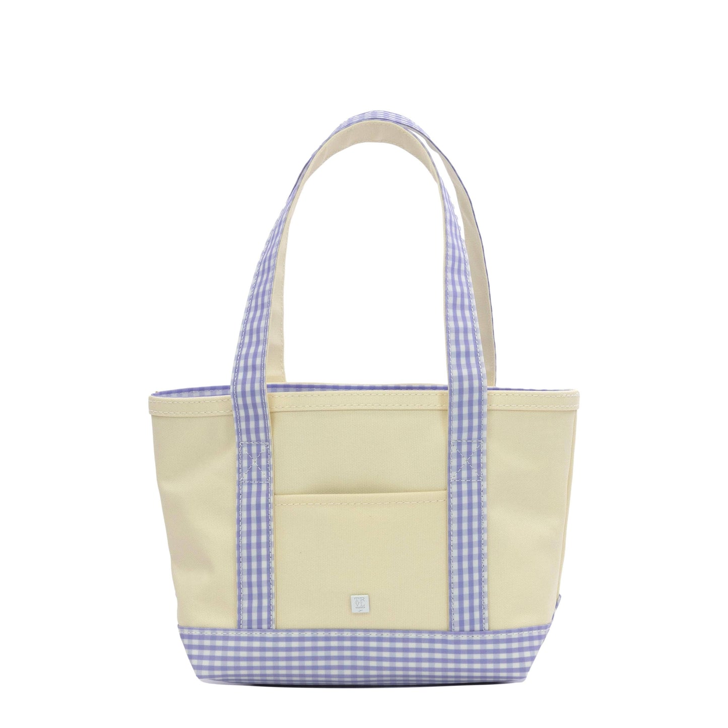 TRVL Design - MINI TOTE - COATED CANVAS With GINGHAM LILAC TRIM