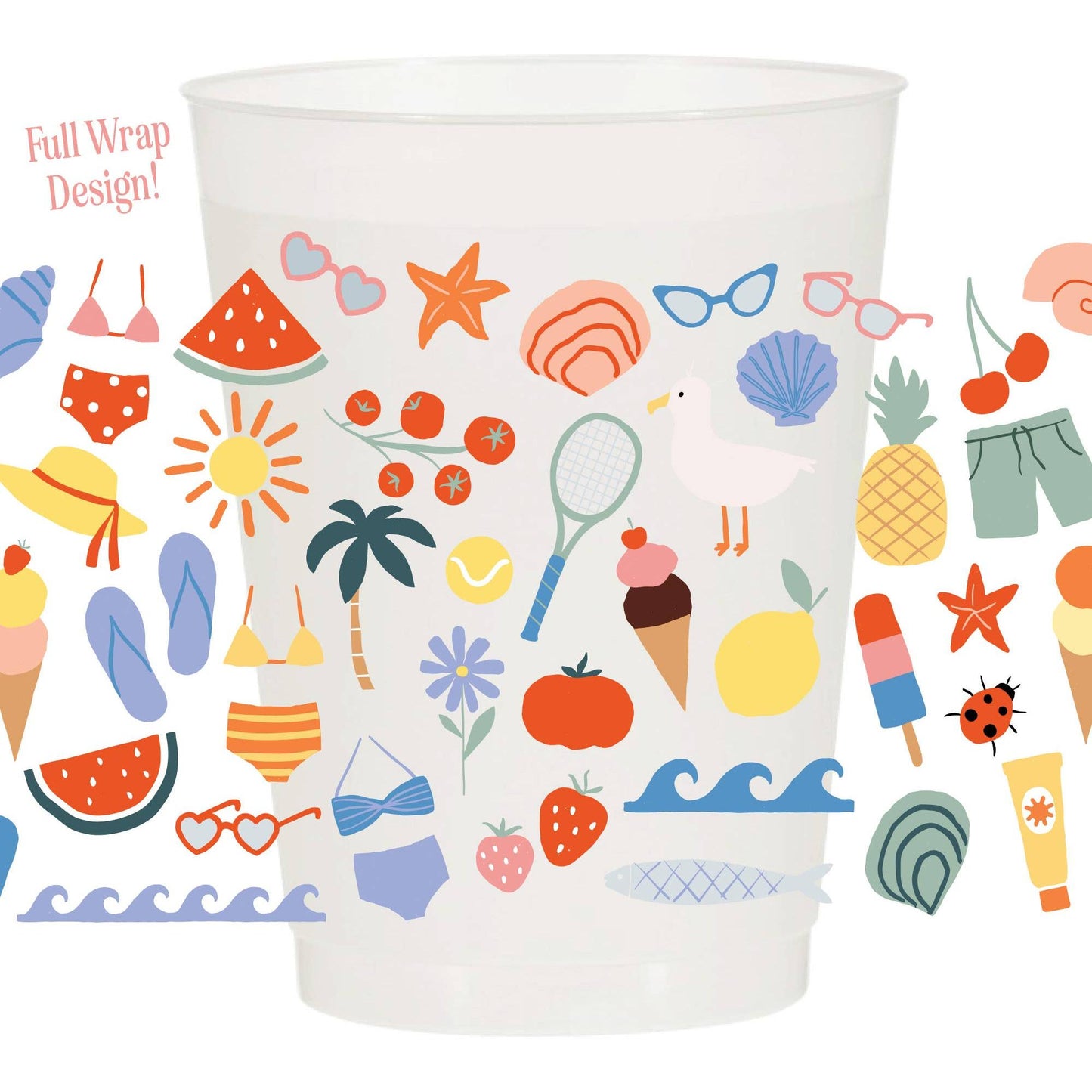 Sip Hip Hooray - Summer Icons Full Wrap Frosted Cups -Lake: Pack of 6