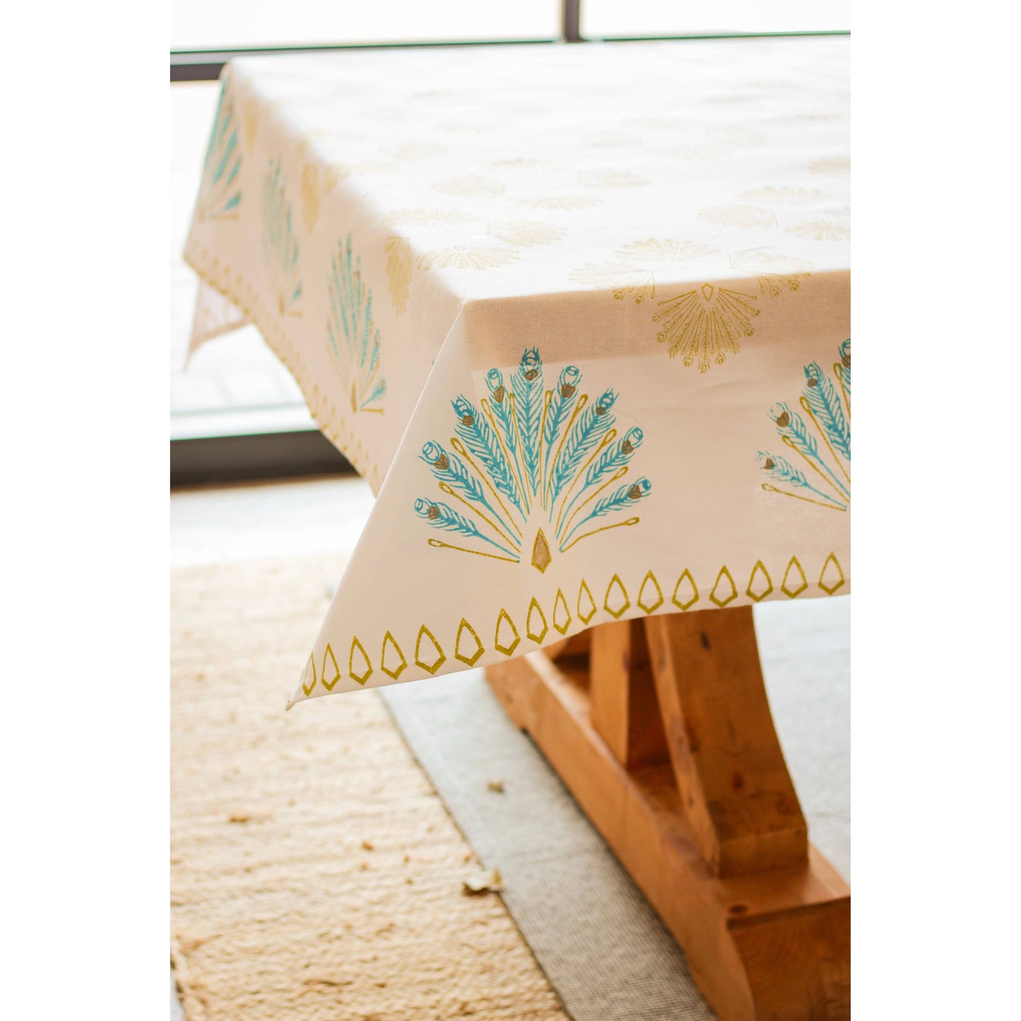 Mended - Table Throw - Peacock, Cactus & Surf