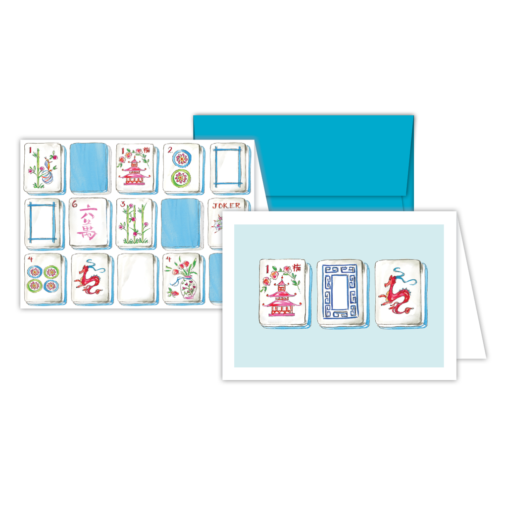 Handpainted Mahjong Tile Trio Stationery Notes