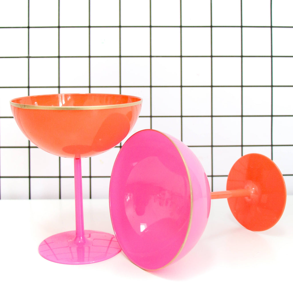 Coral and Pink Coupe Glasses
