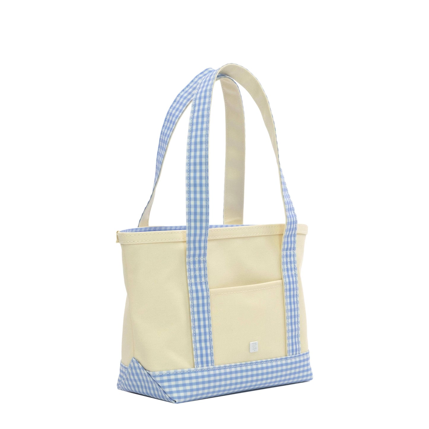 TRVL Design - MINI TOTE - COATED CANVAS With GINGHAM SKY TRIM