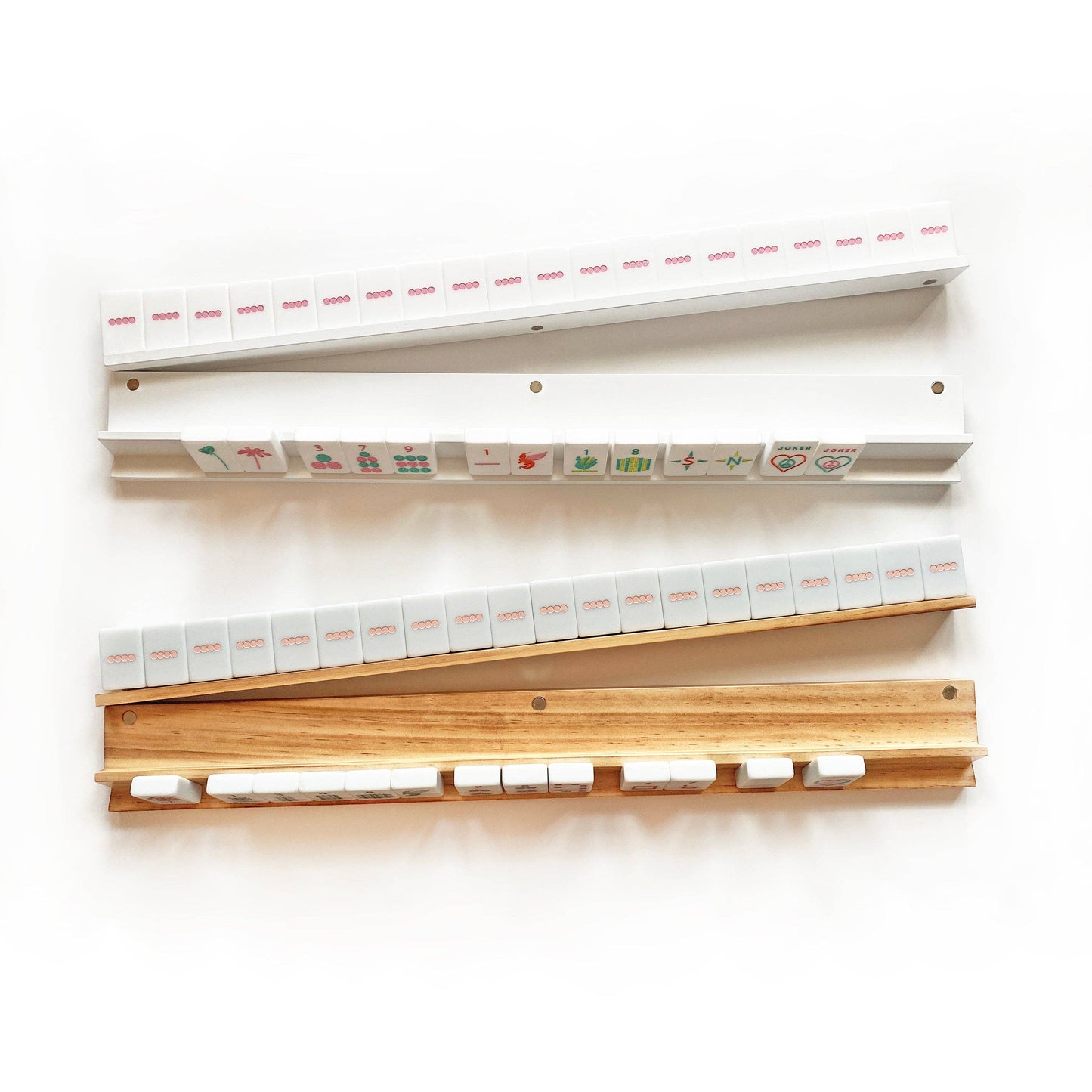 Peace Love Mahjong - Mahjong Racks & Pushers (Set of 4): Aqua