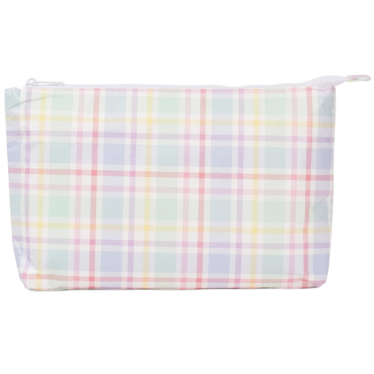 Medium Tyvek® Zipper Pouch | Blue Gingham