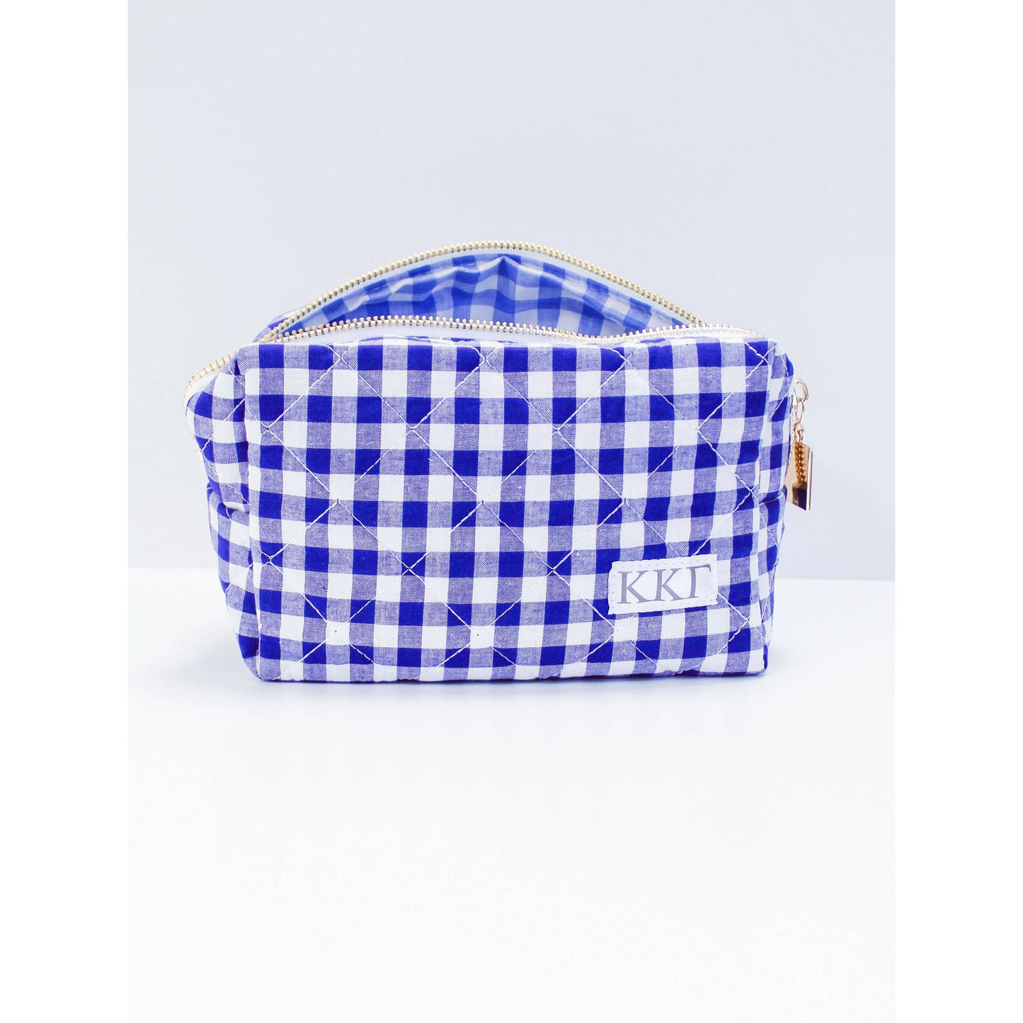 Kappa Kappa Gamma Sorority Gingham Quilted Makeup Bag