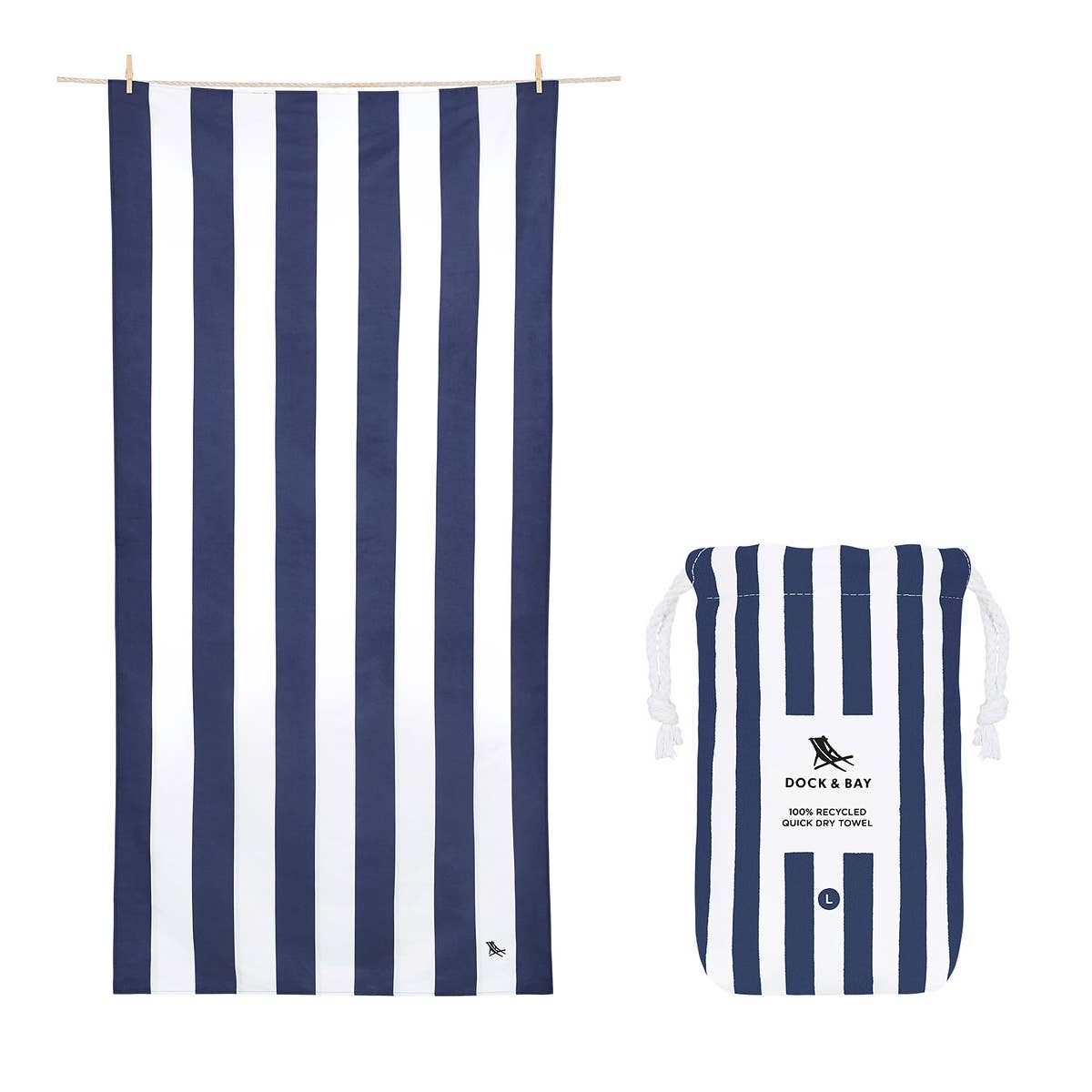 Dock & Bay USA - Dock & Bay Quick Dry Towels - Cabana - Whitsunday Blue: Large (63x35")