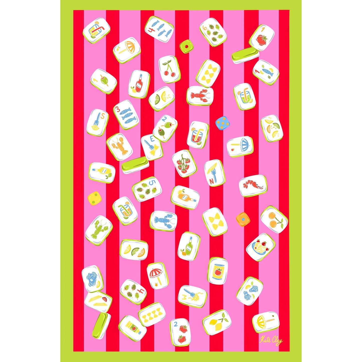 KEVA and Created By - Double Sided Ciao Mahjong Tea Towel