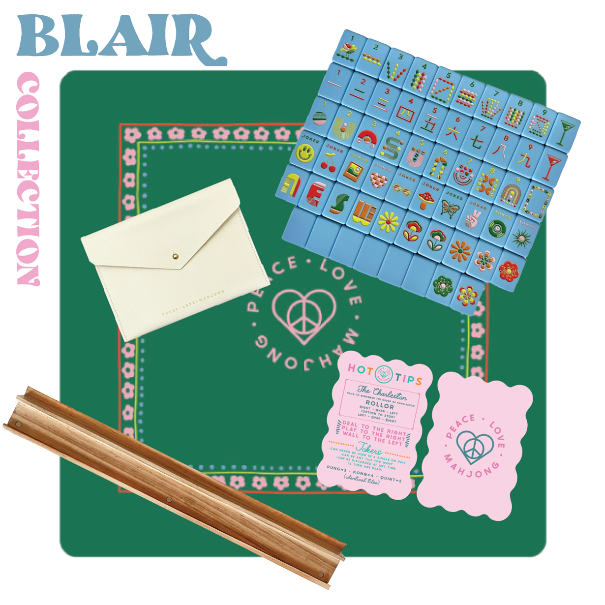 Peace Love Mahjong - Mod Tiles - French Blue: French Blue