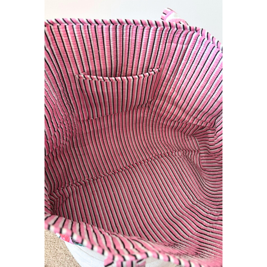 Nash Grey - Eliza Pink Striped Cherry Tote Bag