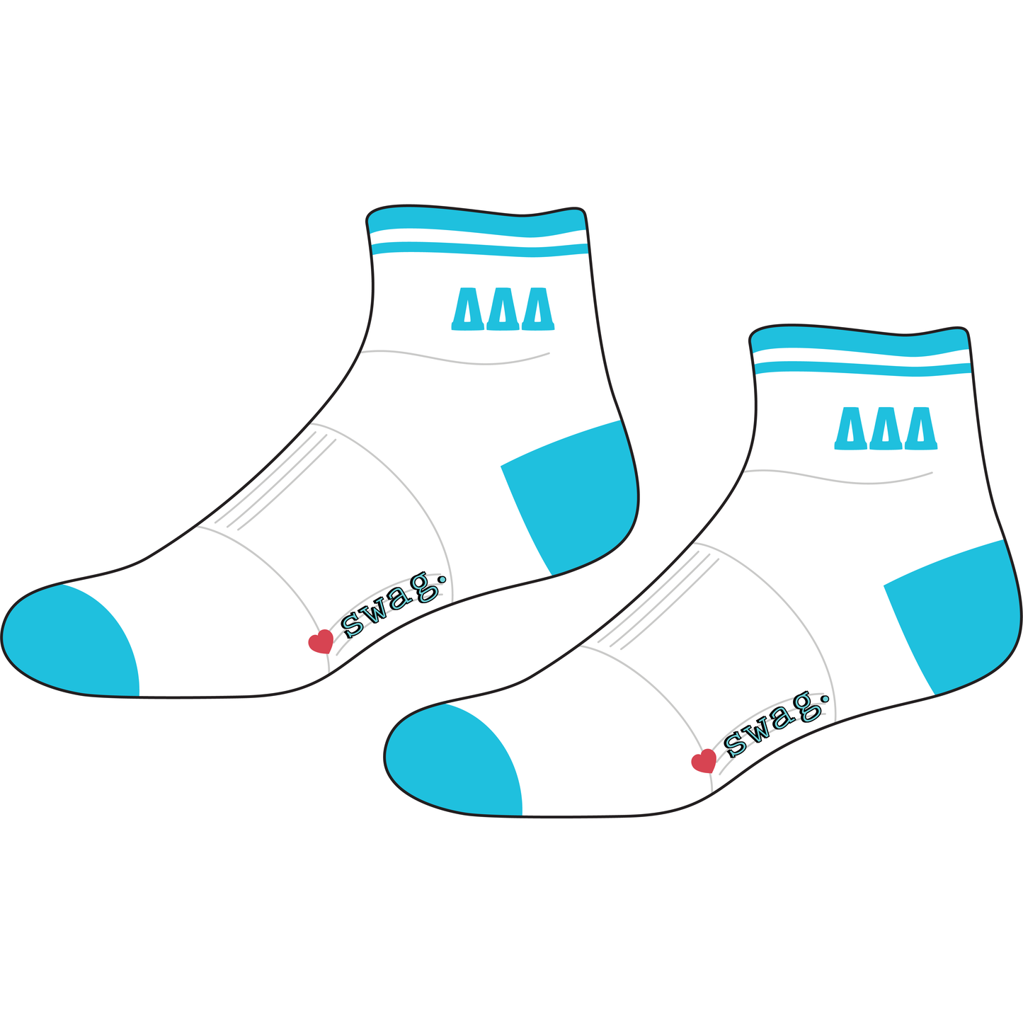Delta Delta Delta Quarter Socks