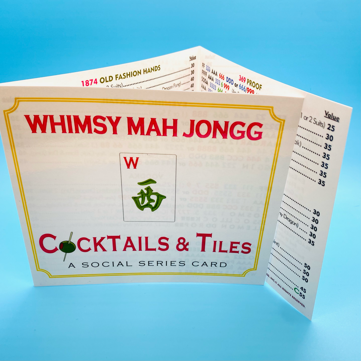 Whimsy Mah Jongg - COCKTAILS & TILES Themed Mahjong Card